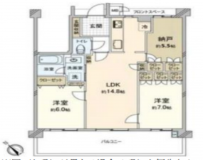 堺市堺区錦之町西、マンションの間取り画像です