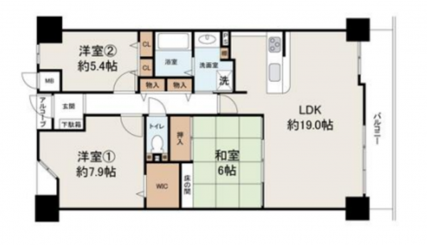 堺市堺区向陵東町、マンションの間取り画像です