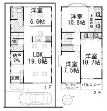 堺市堺区山本町、中古一戸建ての間取り画像です