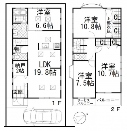 堺市堺区山本町、中古一戸建ての間取り画像です