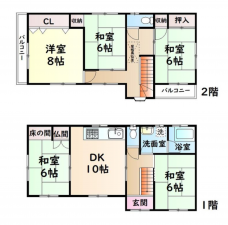 堺市堺区緑ヶ丘北町、中古一戸建ての間取り画像です