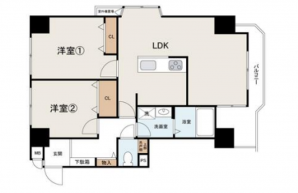 堺市堺区神明町東、マンションの間取り画像です