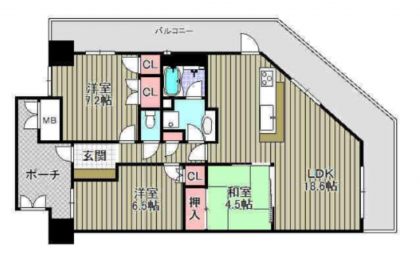堺市堺区戎島町、マンションの間取り画像です