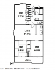堺市堺区七道西町、マンションの間取り画像です