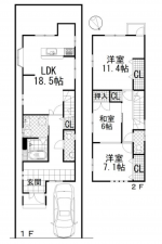 堺市堺区八千代通、中古一戸建ての間取り画像です