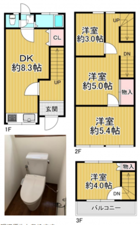 堺市堺区、中古一戸建ての間取り画像です
