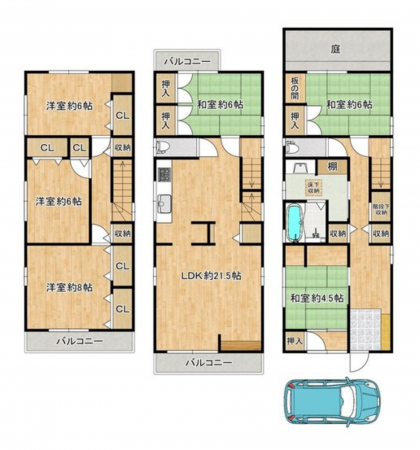 堺市堺区高砂町、中古一戸建ての間取り画像です