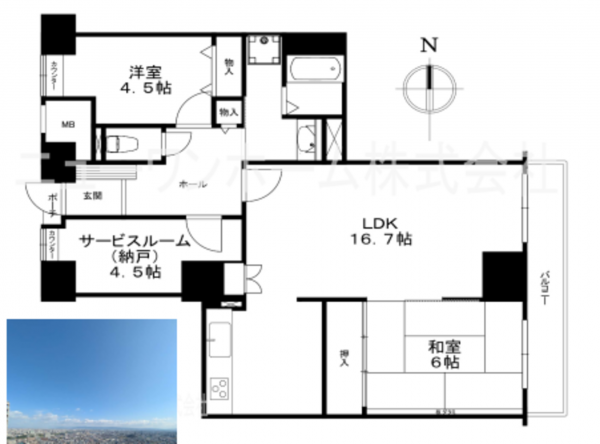 堺市堺区田出井町、マンションの間取り画像です