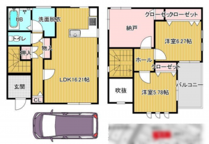 堺市堺区楠町、中古一戸建ての間取り画像です