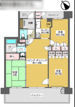 堺市堺区錦之町西、マンションの間取り画像です