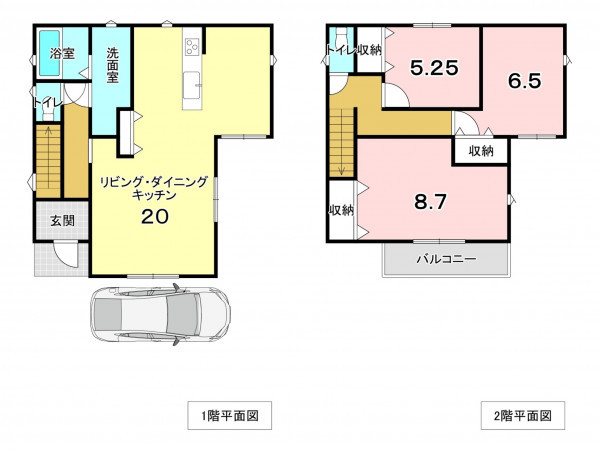 堺市堺区山本町、中古一戸建ての間取り画像です