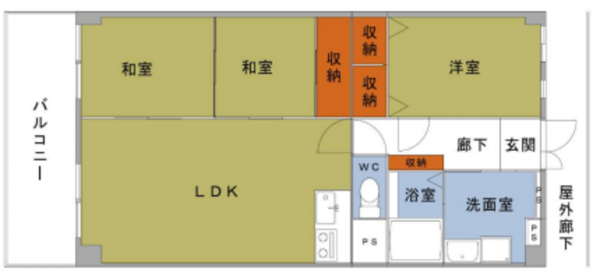 堺市堺区大浜北町、マンションの間取り画像です