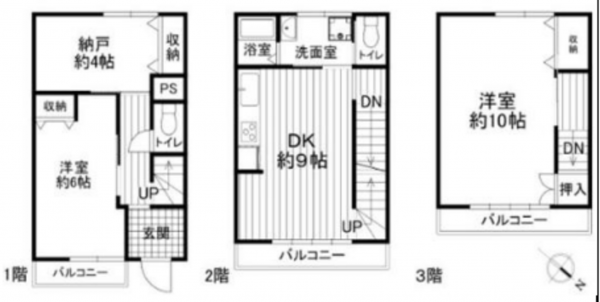 堺市堺区住吉橋町、中古一戸建ての間取り画像です