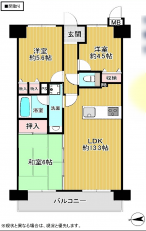 堺市堺区南清水町、マンションの間取り画像です