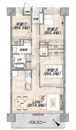 堺市堺区海山町、マンションの間取り画像です