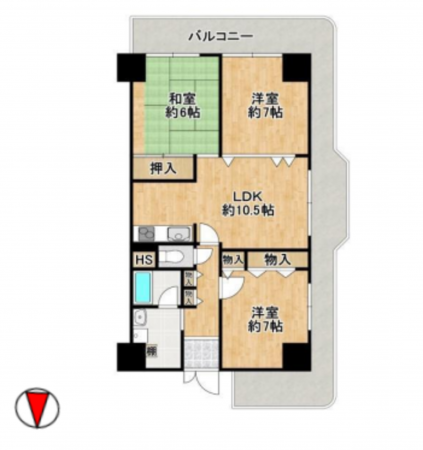 堺市堺区大浜北町、マンションの間取り画像です