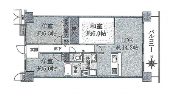 堺市堺区錦綾町、マンションの間取り画像です