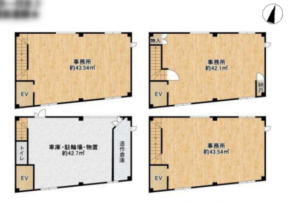 堺市堺区中向陽町、収益物件/ビルの間取り画像です