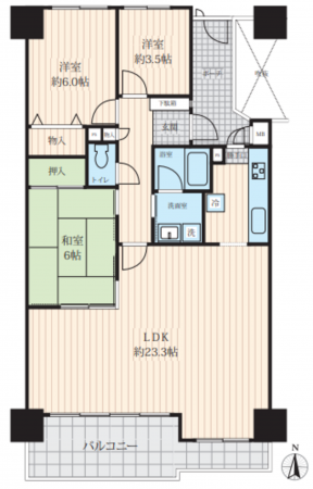 堺市堺区神南辺町、マンションの間取り画像です
