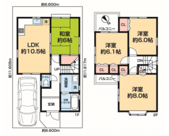 堺市堺区松屋町、中古一戸建ての間取り画像です