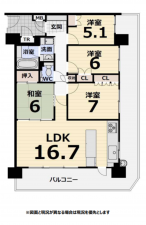 堺市堺区錦之町西、マンションの間取り画像です