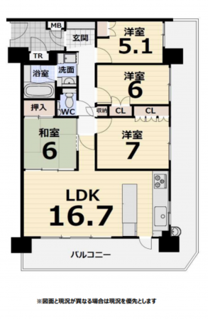 堺市堺区錦之町西、マンションの間取り画像です