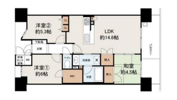 堺市堺区戎之町西、マンションの間取り画像です