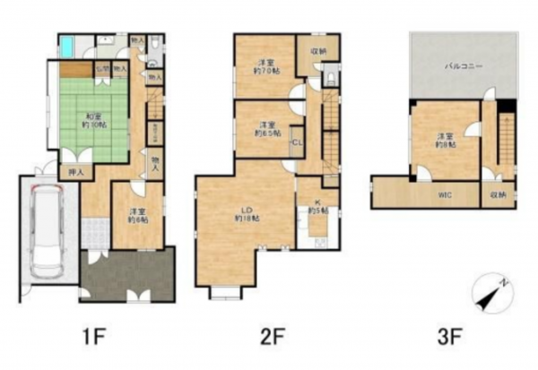 堺市堺区少林寺町東、中古一戸建ての間取り画像です