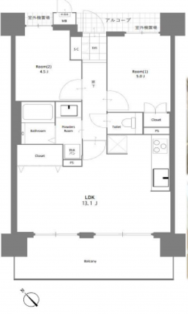 堺市堺区新町、マンションの間取り画像です
