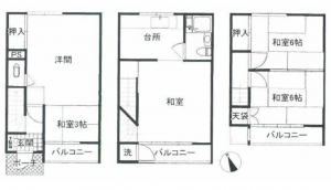 堺市堺区住吉橋町、中古一戸建ての間取り画像です