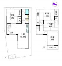 堺市堺区石津町、中古一戸建ての間取り画像です