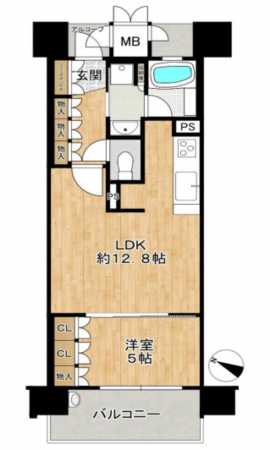 堺市堺区向陵西町、マンションの間取り画像です