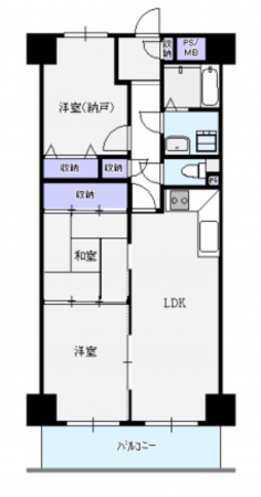 堺市堺区大仙中町、マンションの間取り画像です