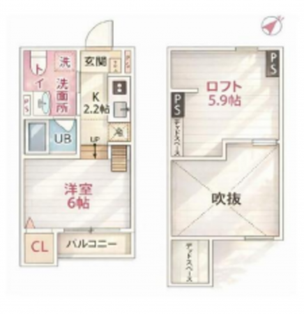 堺市堺区大仙中町、収益物件/アパートの間取り画像です