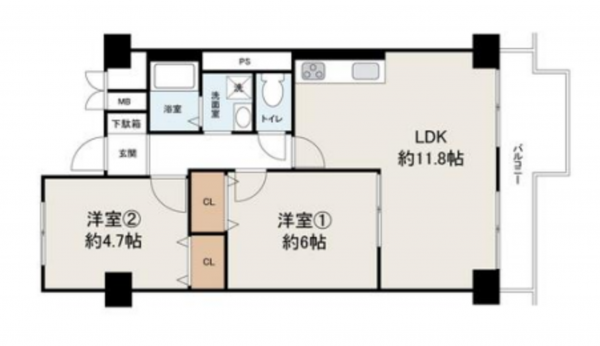 堺市堺区賑町、マンションの間取り画像です