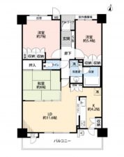 堺市堺区、マンションの間取り画像です