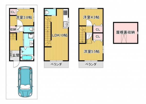 堺市堺区南田出井町、中古一戸建ての間取り画像です