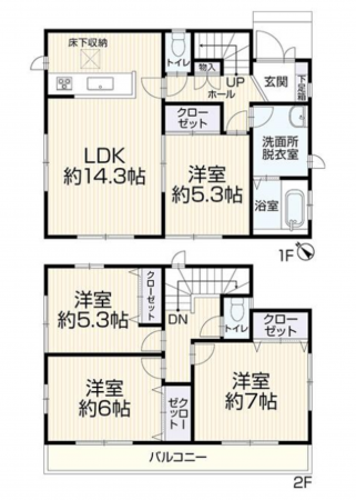 堺市堺区、中古一戸建ての間取り画像です