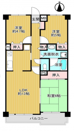 堺市堺区錦綾町、マンションの間取り画像です