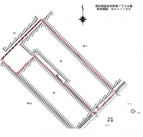 堺市堺区材木町東、土地の間取り画像です