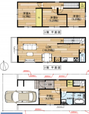堺市堺区石津町、新築一戸建ての間取り画像です