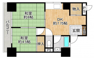 堺市堺区出島海岸通、マンションの間取り画像です