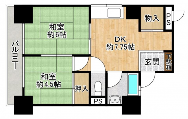 堺市堺区出島海岸通、マンションの間取り画像です