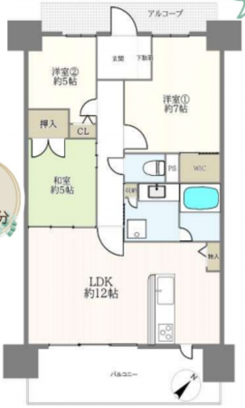 堺市堺区大浜北町、マンションの間取り画像です