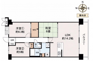 堺市堺区錦綾町、マンションの間取り画像です