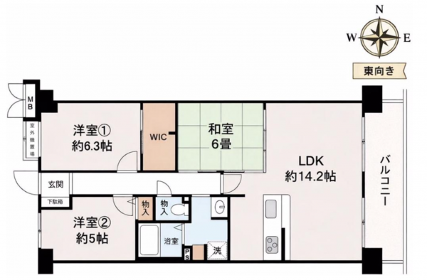 堺市堺区錦綾町、マンションの間取り画像です
