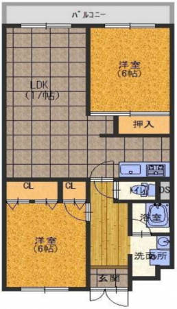堺市堺区大浜北町、マンションの間取り画像です
