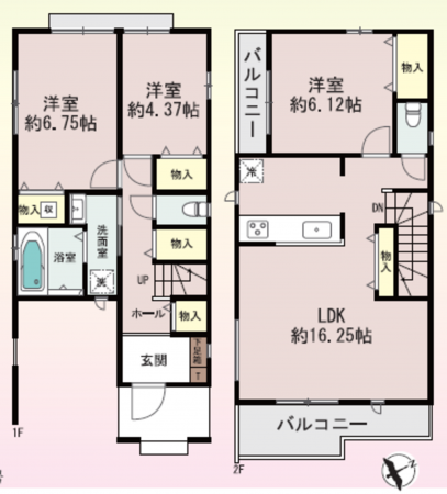 堺市堺区永代町、新築一戸建ての間取り画像です