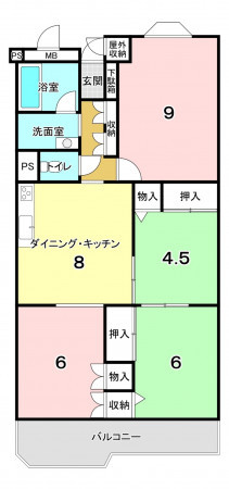 堺市堺区七道西町、マンションの間取り画像です