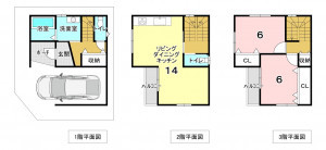 堺市堺区、新築一戸建ての間取り画像です